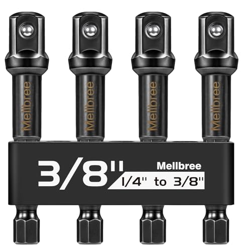 3/8 Impact Adapter, 4 Pack Socket Adapter 1/4 Inch to 3/8 Socket Adapter Kit for Impact Driver, Automotive DIY, Extension Socket Driver Bits, Handle Nut Driver and Drills - size: 1/4 to 3/8in