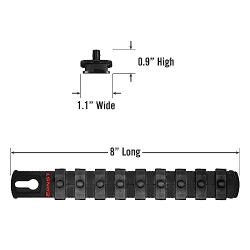 Ernst Manufacturing 8426 8-Inch Socket Organizer with 9 1/4-Inch Twist Lock Clips, Black - color: Black, size: 1/4-Inch Twist Clips, style: 8-Inch