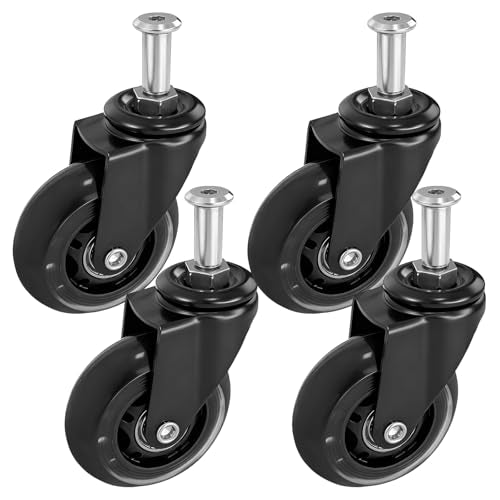 MySit Creeper Caster Wheels Set of 4 Heavy-Duty 2.5 Inch Casters Replacement Roller Blade Rubber 360 Degree No Noise Wheel for Mechanic Stool, Rolling Garage Seat - style: 4 Pack No Brakes