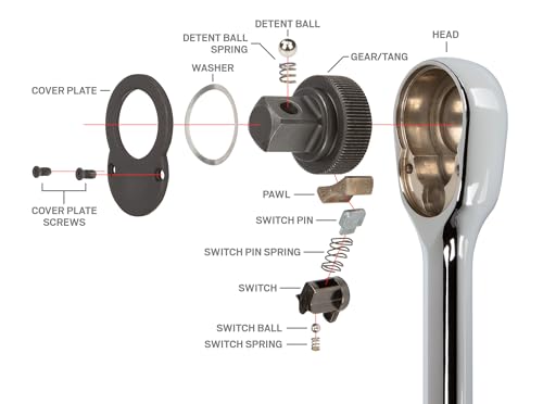 TEKTON 3/8 Inch Drive x 4-1/2 Inch Stubby Ratchet | SRH01104 - size: 3/8 Inch Drive x 4-1/2 Inch Non-QR, style: Non-Quick-Release