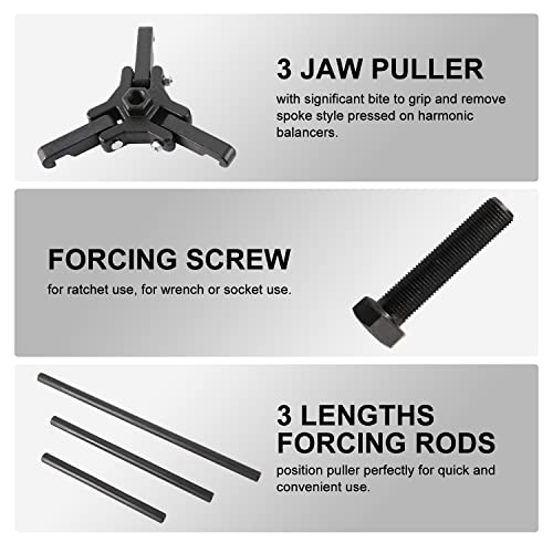 Harmonic Balancer Puller Set, Harmonic Damper Pulley Tool Compatible with Chevy Ford GM Mitsubishi