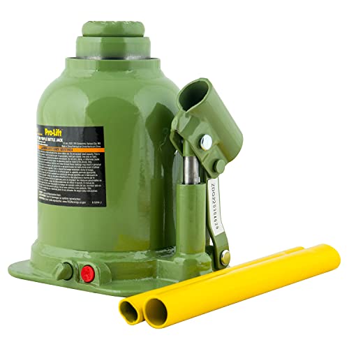 Pro-Lift Welded Bottle Jack 20 Ton - Low Profile (40,000 Lbs) Capacity Hydraulic Lifting with Side Pump Two-Piece Handle