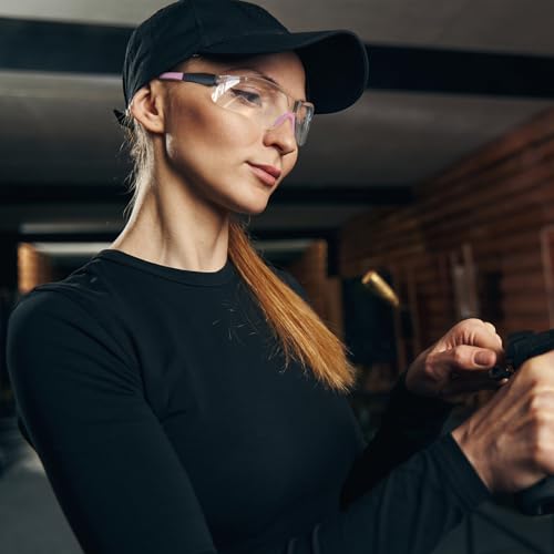 xaegistac Shooting Glasses Anti Fog -Shooting Range Eye Protection | Adjustable Safety Glasses with Z87.1 Certificated Impact Reistance - color: Pink Frame Clear Lens