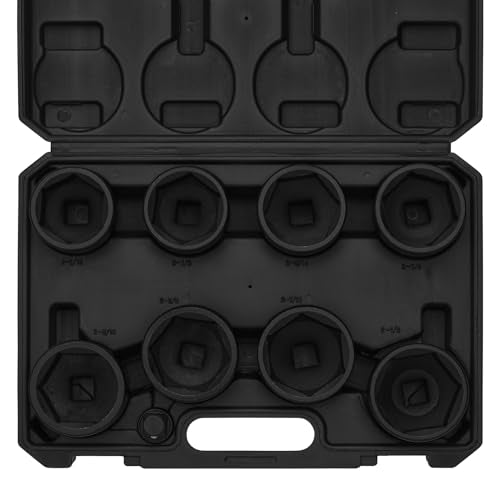 TecoTek 3/4" Drive 6-Point Impact Socket Set, 9-Piece Jumbo Assortment, Cr-Mo, SAE, 2-1/16 Inch to 2-1/2 Inch, 1/2" F to 3/4" M Impact Socket Adapter - size: 9PC SAE (2-1/16" to 2-1/2")