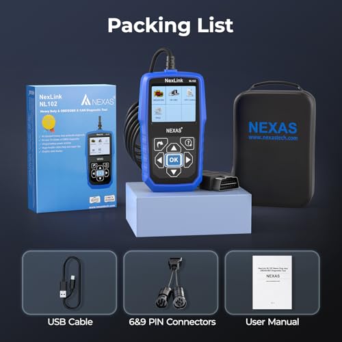 NEXAS NL102 Heavy Duty Truck Diagnostic Scanner for Diesel Trucks, HD Code Reader with Live Data & DTC Lookup, J1939/J1708 Truck Scan Tool for Cummins, Freightliner, Detroit, PACCAR, Class 4-8 Trucks - color: truck scanner