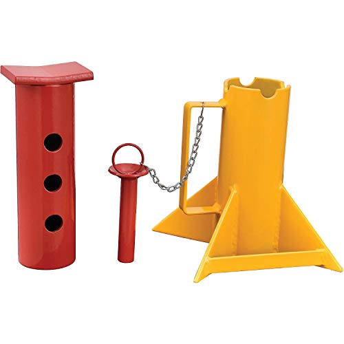 Global Industrial Heavy Duty Forklift Jack Stands with Holding Pins, One Pair, 26,000 Lb. Capacity, 9-1/2"H to 15-3/4"H, Steel Construction, Yellow & Red