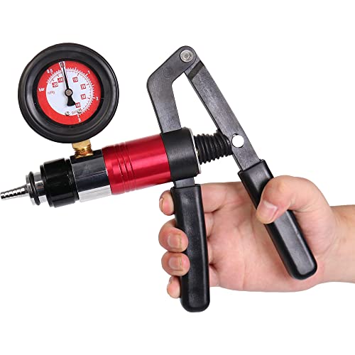 MOSTPLUS 21pcs Hand Held Vacuum Pump Tester & Brake Bleeder Kit with Adapters and 2 Reservoir Bottles Automotive Brake for Automotive, Gauge Adapters