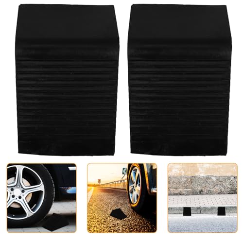 DECHOUS 2Pcs Wheel Chocks for Car Garage Wheel Stopper with Anti-Slip Design Tire Stops for Slope Parking Trailer Travel Use Compact Vehicle Stop Blocks 4.92 X 2.95 X 2.36 in