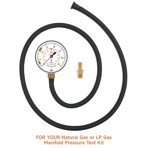 Natural Gas or LP Gas Manifold Pressure Test Kit Accessories, 2X 40 inch Rubber Hose, 1/8" NPT Male Brass Fitting for Replacement