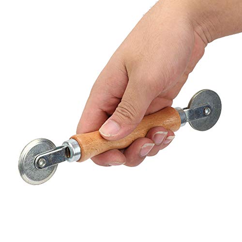 FTVOGUE Wooden Handle Tire Repair Tool, Aluminum Alloy Roller Bearing for Tire Patching, Lightweight and Portable for Car and Bike Repair