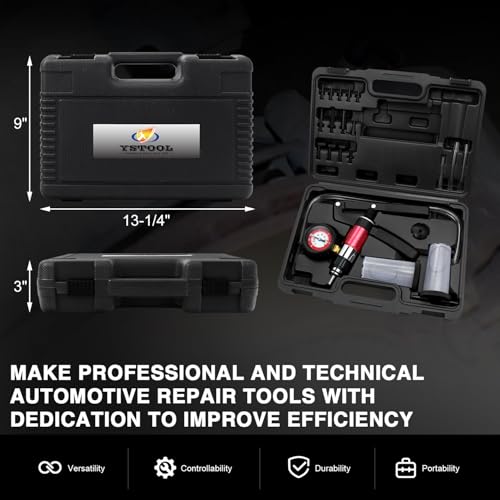 YSTOOL Hand Held Vacuum and Pressure Pump Brake Clutch Fluid Bleeder Tool Kit Oil Change Power Steering Fluid Bleeding Set with Pressure Gauge Jar Adapters for Auto Car Truck Motorcycle Use Black Case - color: Black