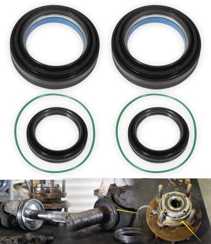 Front Axle Vaccum Knuckle & Tube Seal Kit - Fit for Ford 1998-2004 F250 F350 F450 F550 Super Duty Excursion Dana 50 60 Front Axle Knuckle Tube, Front Oil Seal Set, Replace 50491, 50381, 41784-2, 6 PCS - size: for 1998-2004 Ford F250 F350 F450 F550