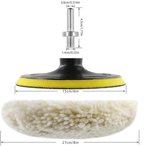 6 Inch Buffing Polishing Pads&Wool Buffing Pad ,with M14 Drill and 6 Inch Backing for Car Buffer Polisher, Washing Cleaning Waxing Dusting, 10PCS