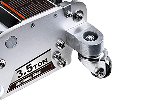 Power Zone 680063 Dual Pump Quick Lift 3-1/2 Ton Aluminum and Steel Racing Jack, Lift Range: 4-1/8” to 18-5/16”