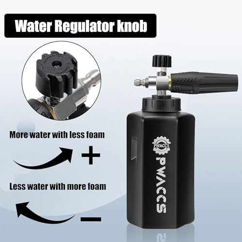 PWACCS Pressure Washer Foam Gun, Short Pressure Washer Gun, Foam Cannon for Car Wash Kit with 1/4" Quick Connector, Pressure Wash Handle for Power Washer with M22 Male Inlet, 4000 PSI, 1.5 Liter - size: 1.5 L