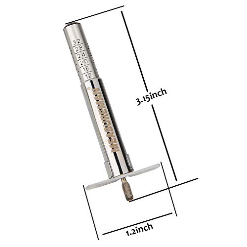 MEASUREMAN Solid Brass Body Tire Tread Depth Gauge, 0-32nd, Aluminum Slide - size: Aluminum Slide