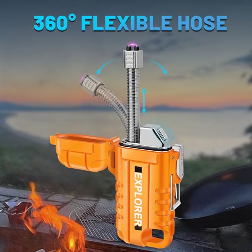 Lafagiet USB C Rechargeable Lighter, 360° Flexible Neck, Wind & Water Proof, Electric Arc Lighters for Candle, Camping - color: F37-or