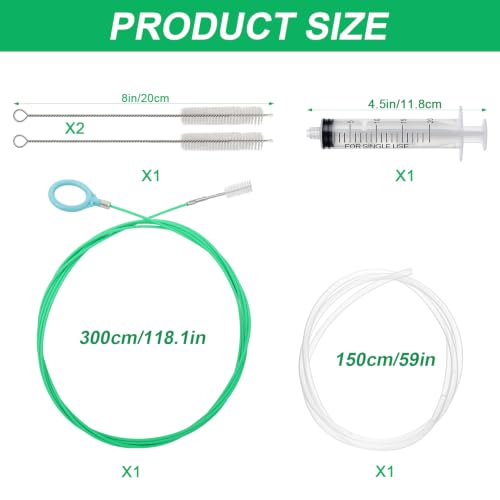 XANGNIER Auto Sunroof Drain Cleaning Tool,118in Extra Long Flexible Car Sun Roof Drain Cleaner Unclogger Tool with Tube Cleaner Brush Syringe Hose Cleaning Kit for Windshield Wiper Hole 5Pcs - color: Multicolor2