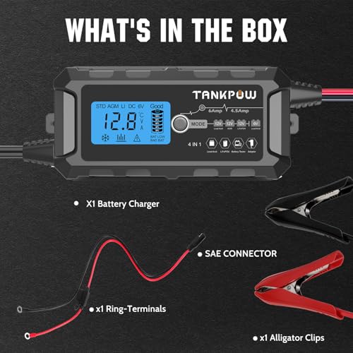6V/12V 6A Automatic Battery Charger,Smart Battery Charger with Overcharge Protection,Trickle Charger Maintainer and Desulfator for Lead Acid & Lithium(LiFePO4) Deep Cycle Batteries