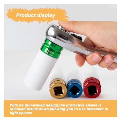 1/2" Drive 19 mm Lug Nut Impact Socket, CR-MO Thin Wall Deep Lug Nut Socket, Non-Marring Wheel Rim Protector Sleeve, Auto Tire Repair Maintenance Accessories (19MM) - size: 19MM