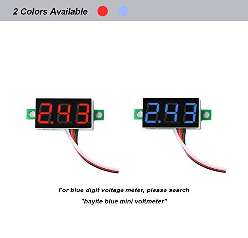 Pack of 5 DC 0-30V Digital Volt Meter, 3-Wire Voltage Gauge, Red LED | Measures Below 3V | Calibratable | Reverse Polarity Protection