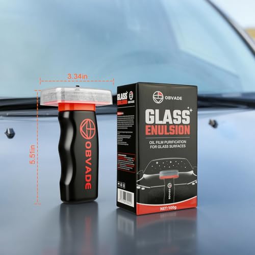 Car Glass Oil Film Cleaning Brush Kit, Windshield Cleaner Tool with Cleaning Emulsion for Auto Windshield Window Mirror, Improve Glass Clarity for Daily Driving