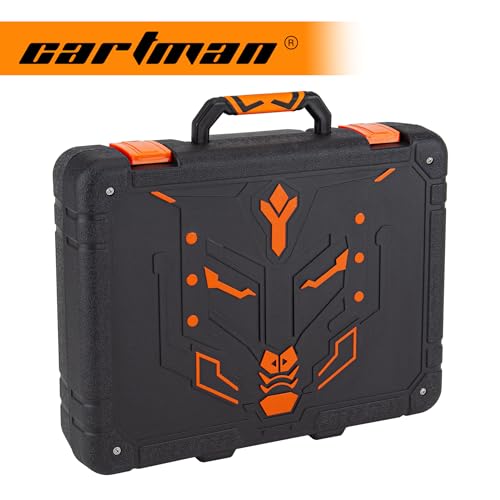 CARTMAN Orange 198-Piece 12V Cordless Drill Tool Combo Kit | Complete DIY repair tools for home, office & garden maintenance, professional household tool set with robot style storage box - style: 198 PC
