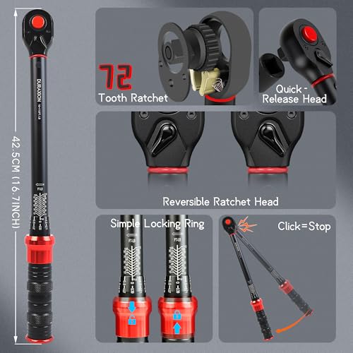 3/8-Inch Drive Torque Wrench 10-110ft.lb/13.56-149.14Nm | ±3% Precision Dual Direction Torque Wrenches with 72-Tooth Dual Range Scales with Ft.Lbs and N.m - size: 3/8" DR.『10-110 FT.LB』