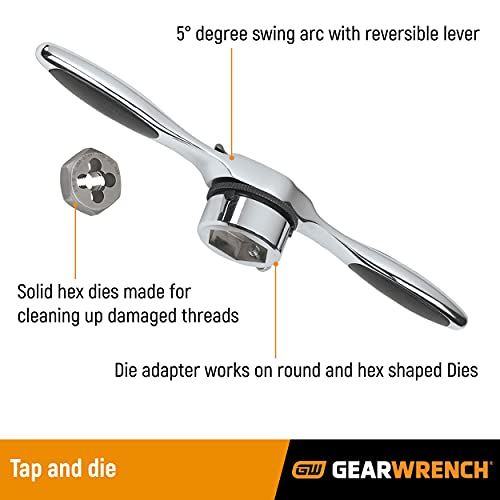 GEARWRENCH 77 Piece SAE/Metric Ratcheting Tap and Die Set -3887 - size: 77 PC, style: SAE/Metric