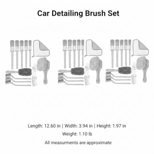 Car Detailing Brush Set, PP Plastic Cleaning Tools for Interior Vents, Dashboard, Wheels, and Exterior Crevices - size: 12.6 x 3.94 x 1.97 in