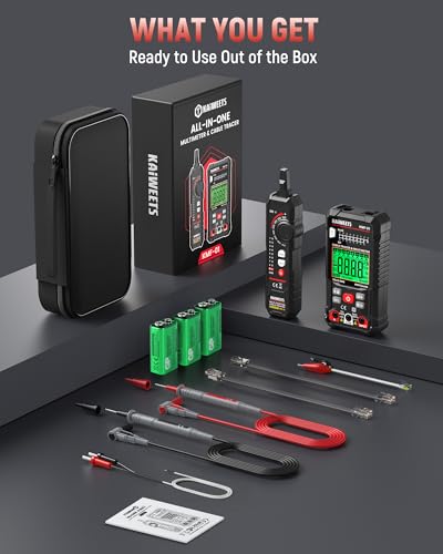 KAIWEETS 3-in-1 Multimeter & Cable Tracer Kit, Auto-Ranging Digital Multimeter with True RMS 4000 Counts, RJ45/RJ11 Wire Tracing & NCV Voltage Detector for Electricians, Home DIY & Auto Repair KMF-01