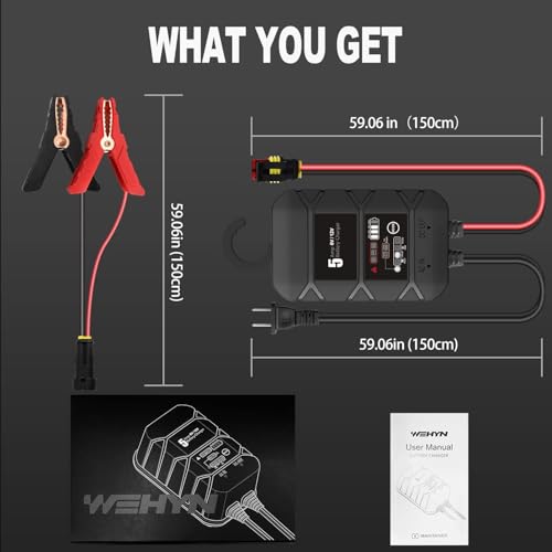 BYGD 5A Smart Car Battery Charger, 6V/12V Automotive Smart Charger | Smart Charger with Hook, Deep Cycle Charger, Float Charger, Automatic Repair Battery Desulfator, Trickle Battery Maintainer