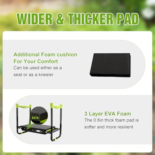 10.9in Wide Foldable Garden Kneeler and Seat, Heavy Duty with Thick Pad | Garden kneeler seat for seniors, Thick kneeling pad, Gardening stool, Foldable, Kneel & sit stool, Planting & weeding aid