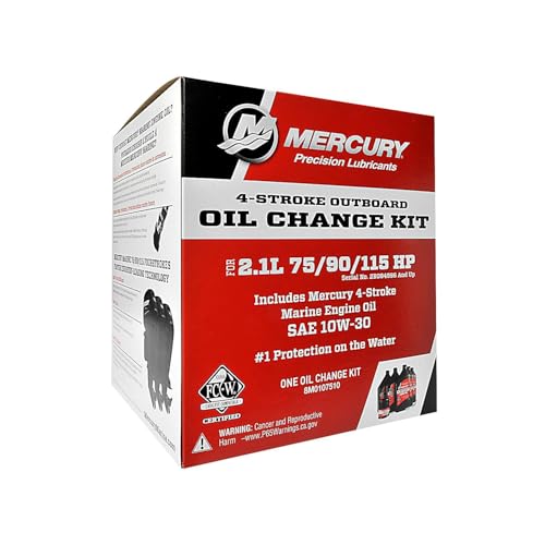 Mercury 8M0107510 10W-30 4-Stroke Outboard Oil Change Kit for Mercury 2.1L 75/90/115hp EFI Outboards - 8M0107510