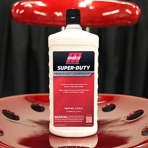 Malco Super Duty Heavy Cut Compound - Professional Cutting, Polishing and Finishing Compound/for Auto Paint Correction, Detailing and Buffing / 32 oz. (127632) - size: 32 Oz.