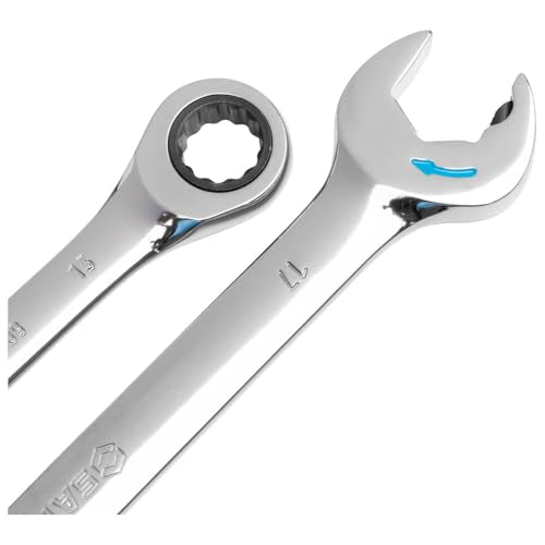 SATA ST09075 Metric Double Ratcheting Wrench Set Sleek Head Design, 3 Pieces