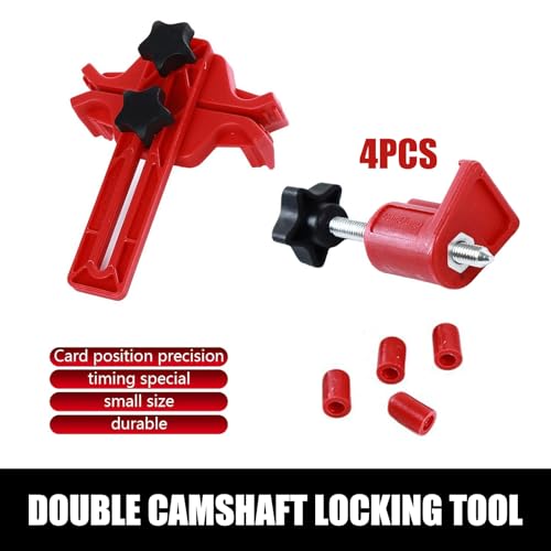 9 PCS Automotive Engine Camshaft Locking Tool, Cam Gear Clamp and Bracket Anti-Skid Design Kit, Camshaft Alignment Timing Retainer, Universal for Most Cars Twin Camshaft Engines (Red)