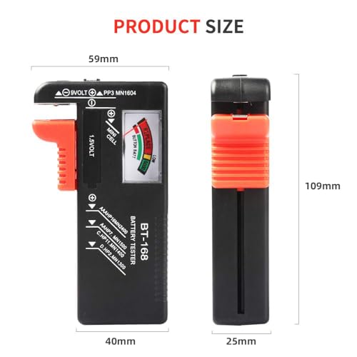 1Pcs Battery Tester Checker, Universal Battery Checker Model BT-168for AA AAA C D 9V 1.5V Button Cell Batteries Smal Electrical Equipment (Requires No Battery for Operating) | Universal Battery Tester Checker For Button Cell Model BT-168 Requires No Batte
