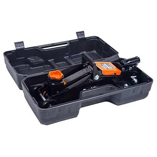 Pro-Lift Hydraulic 1.5 Ton Trolley Jack Car Lift with Blow Molded Storage Case - 3000 LBS Capacity Orange - color: Orange