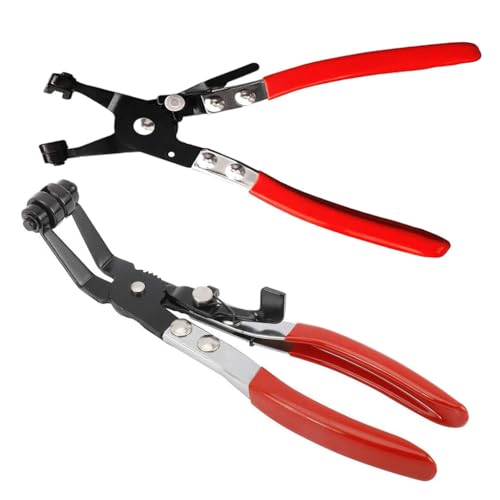 2 Pcs Hose Clamp Pliers Set,45° Angle Flat Belt Hose Clamp Plier and Wide & Flat band Hose Clamp Plier for Automotive Fuel Oil Water Hose, Coolant Radiator Heater (2 Pcs Hose Clamp Pliers Set)