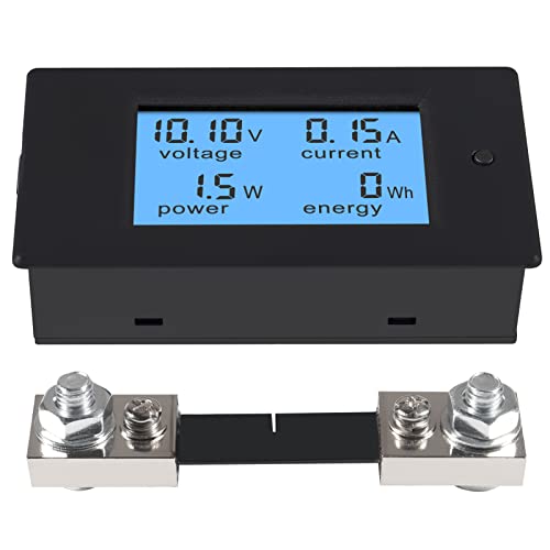 DC 6.5-100V 0-100A 12V 24V 36V 48V 60V 72V Volt Amp Watt Meter LCD Display Digital Current Voltage Power Energy Meter Multimeter Ammeter Voltmeter with 100A 75mV Current Shunt Pack of 2