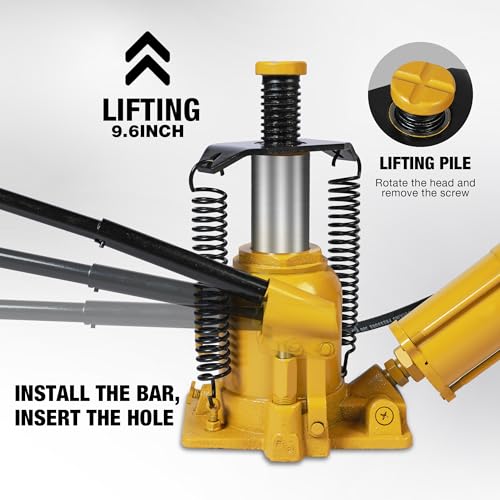 YELLOW JACKET Air Hydraulic Bottle Jack 20 Ton with Aluminum Alloy Pump and Unique Slow Release Equipment