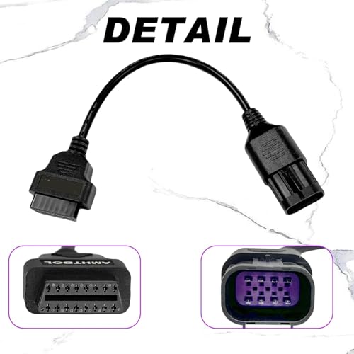 Motorbike OBD1 Adapter Cable 8 Pin for Polaris ATV RZR to OBD2 16 Pin | Motorcycle Diagnostic Connector, Compatible for Slingshot RZR Ranger Sportsman ACE CAN, Work with ELM327 Scanner Code Reader