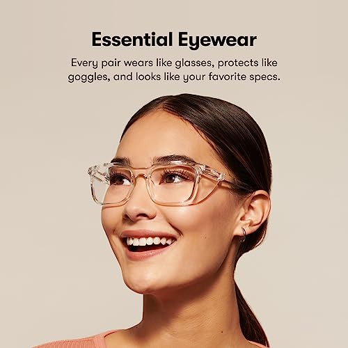 Stoggles Rectangle Z87.1 Certified Safety Glasses, Blue-Light, UV Blocking Lens, Top & Side Shield, Anti-Fog, Stylish Eyewear - color: Moss, size: Medium Standard Fit