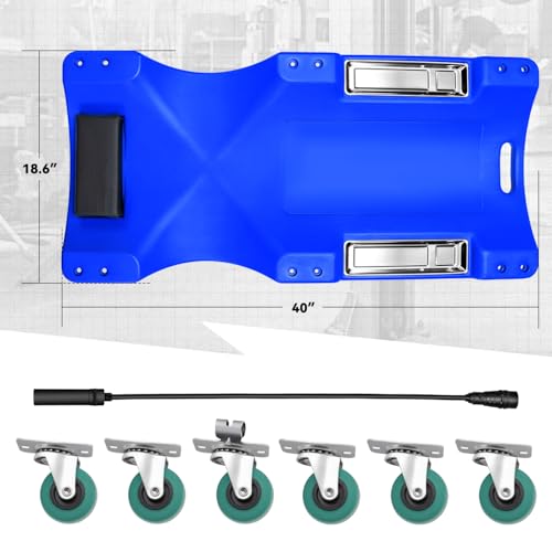 Auto Dynasty 40 Inches Mechanic Creeper, Automotive Garage Repair Low Profile Under Car Rolling Creeper with LED Light and Padded Headrest, Plastic, Blue - color: Blue, size: 40" L (w/LED Light)