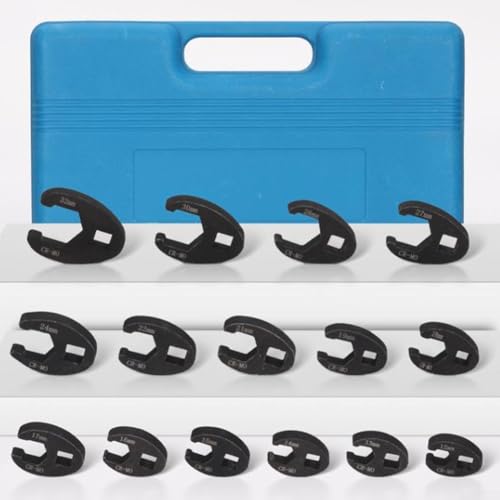 19 Pcs For Crowfoot Wrench Set 1/2 & 3/8 Inch Drive Sizes 8-32mm Flare Nut Wrench Open End Wrenches For Limited Space Automotive Repair Mechanic Tools