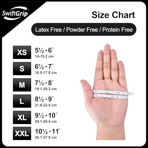 SwiftGrip Disposable Nitrile Exam Gloves, Black Nitrile Gloves Disposable Latex Free for Medical, Cooking & Esthetician - color: Black