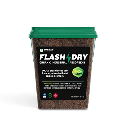 FlashDry All Purpose Organic Industrial Absorbent - 5 Liter Bucket, Case of 6- Instantly Absorbs Liquid Spills - Safer and 5-7x More Absorbent Than Clay - Lightweight & Refillable - OSHA Compliant - size: Case of 6 (30L)