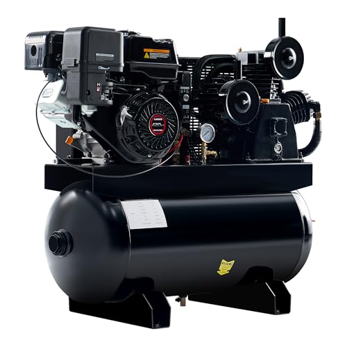 Albott 13HP Gas Air Compressor 30 Gallon Portable Horizontal Tank | 420cc Loncin Engine Max 180 PSI Pressure 3 Cylinders Cast Iron Pump Pneumatic Tool Compatible Commercial and Residential Use - size: 30 Gal