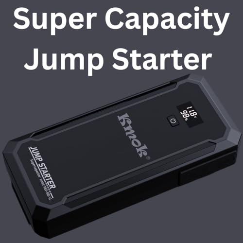 Super Capacitor Jump Starter, 12V Batteryless Portable Jump Starter – Instant Power for 8.0L Gas & 4.0L Diesel Engines | No Pre-Charge Needed | Built-in Supercapacitor | Includes Jumper Cables | 8.0L Gas/4.0L Diesel, No Pre-Charge, -40°C~70°C, 100,000+ Us